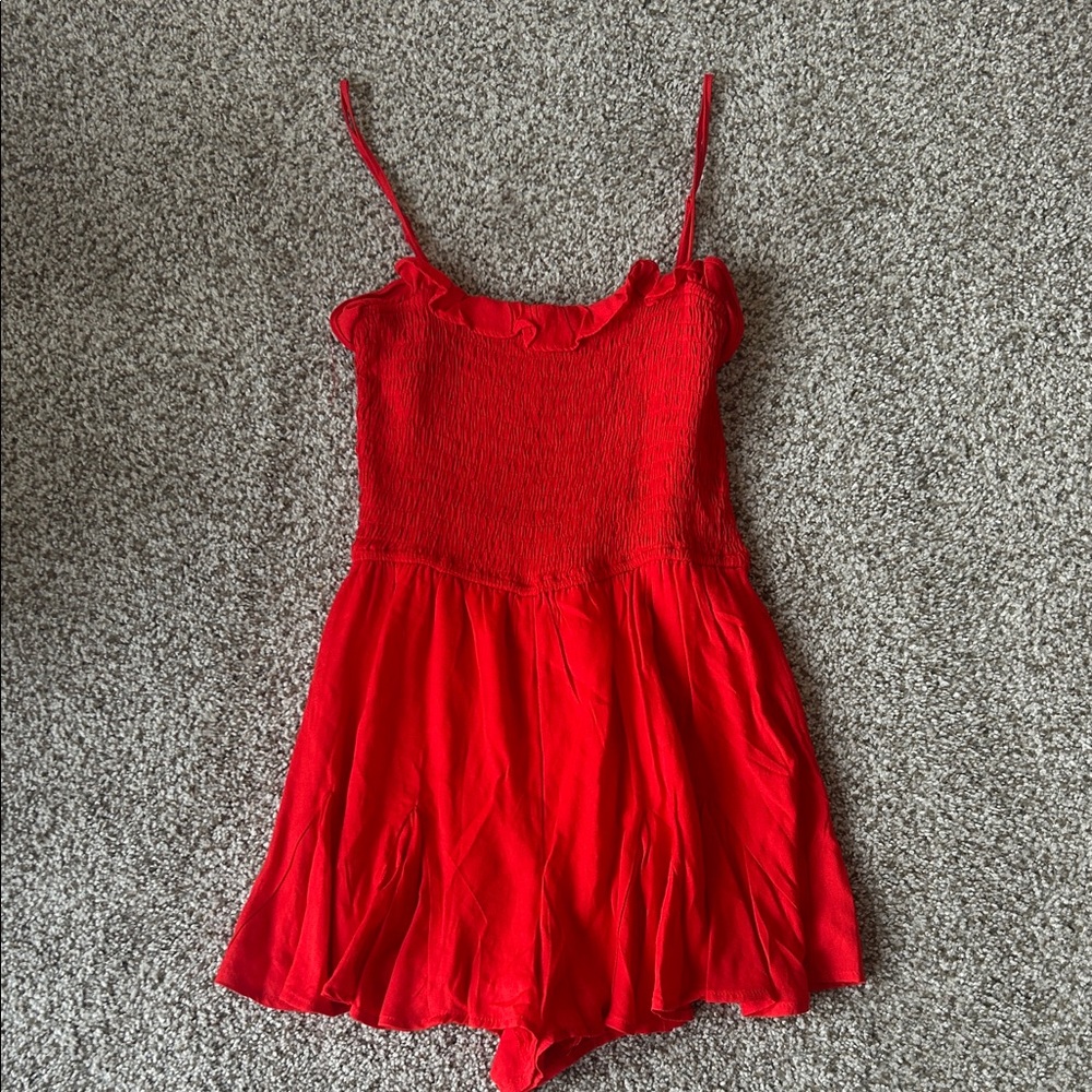 Trixxi Bright Red Smocked Dress